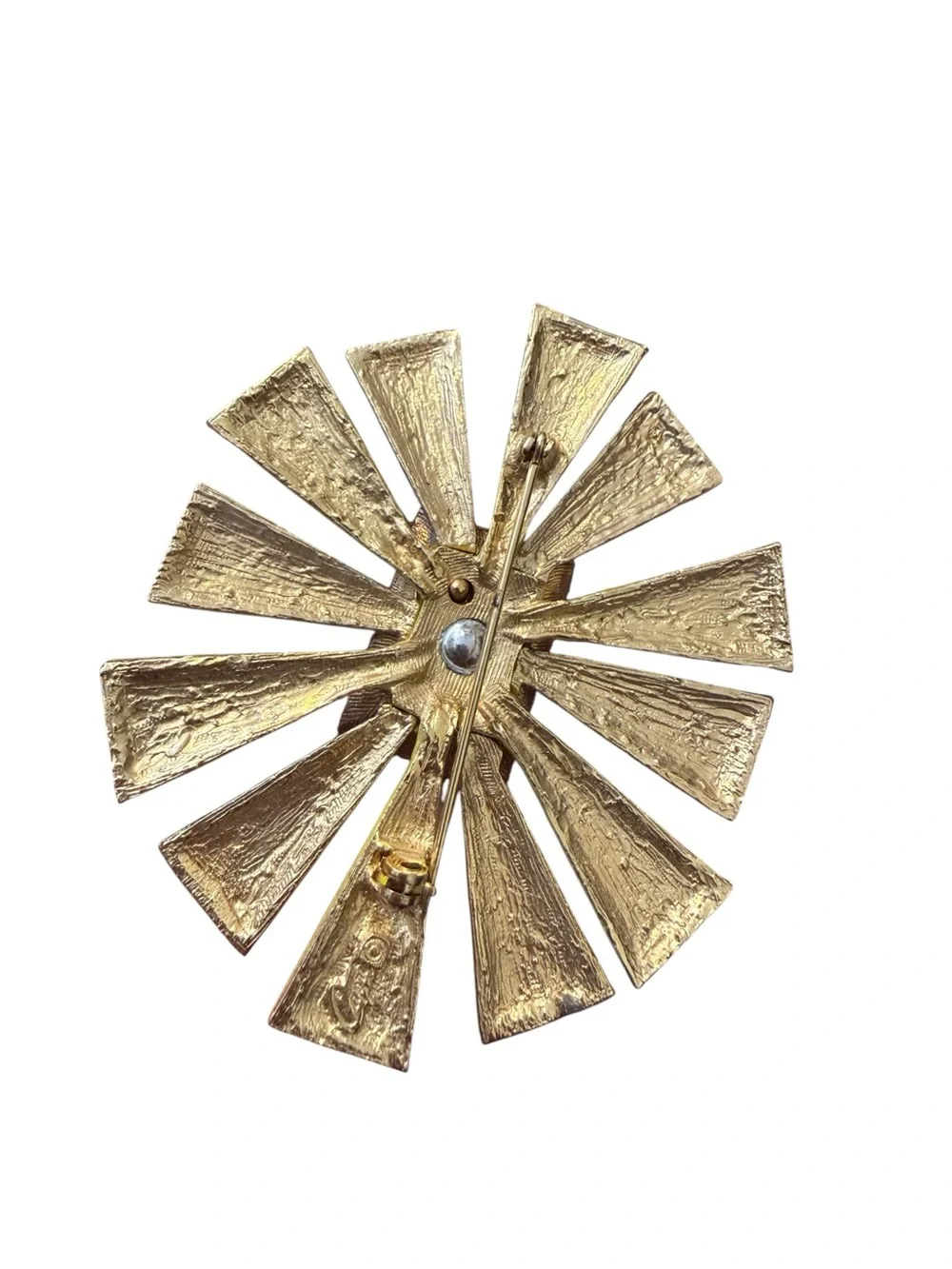 Vintage Capri Purple Yellow Geometric Sunburst Brooch Mid Century Modern Pin